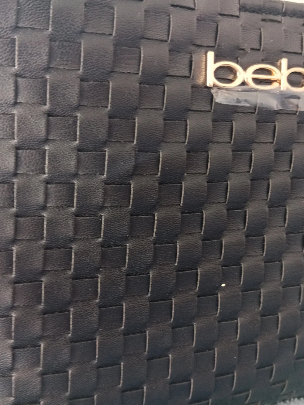 bebe Black Woven Satchel with Gold Logo - Picture 2 of 7